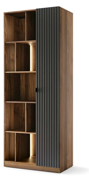 Szynaka Vitrína s LED osvětlením Radium 16 86 cm ořech Columbia/černá