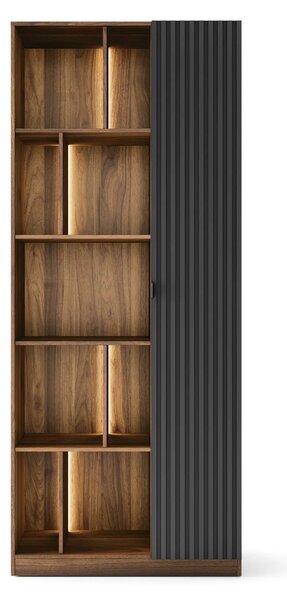 Szynaka Vitrína s LED osvětlením Radium 16 86 cm ořech Columbia/černá