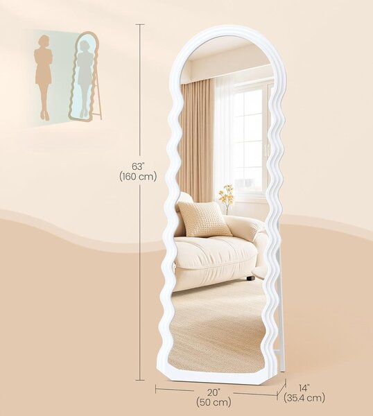 SONGMICS Voľne stojace zrkadlo Standy 160 cm biele