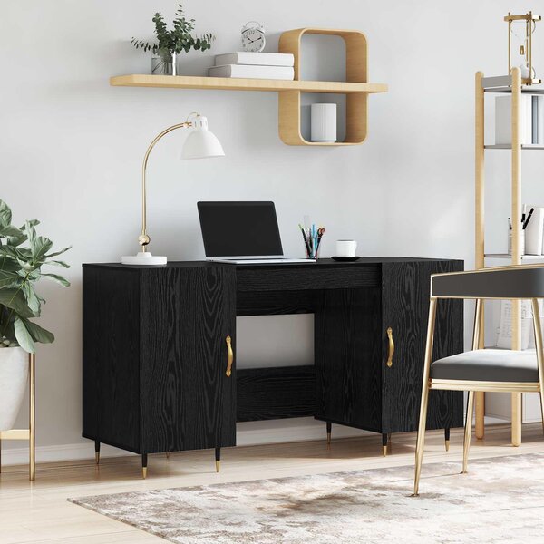 Maison Exclusive – písací stôl, čierna farba, vzhľad dubového dreva, materiál: drevotrieska