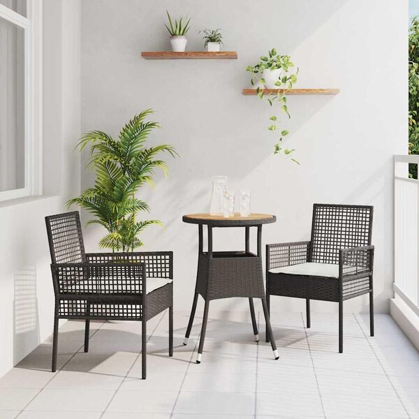 Maison Exclusive - Záhradný jedálenský set 3 pcs ierna polyratan