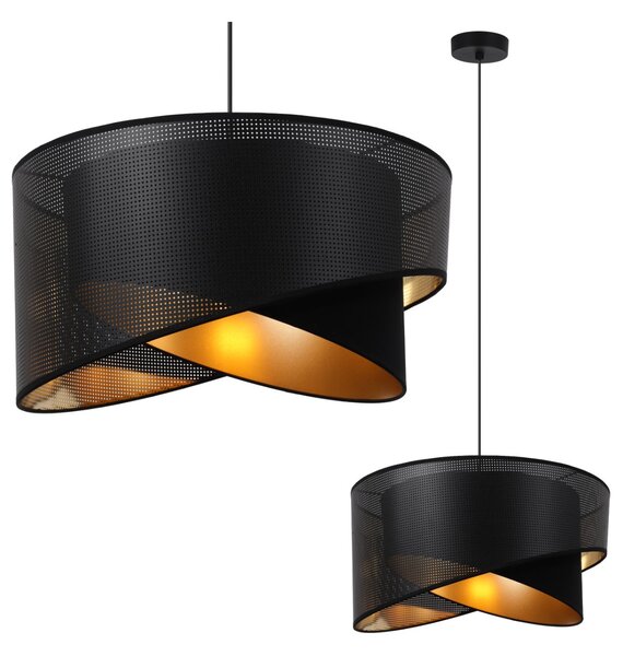 Závesné svietidlo Asti Duo1, 1x PVC/čierne textilné tienidlo, (fi 45cm), g, b