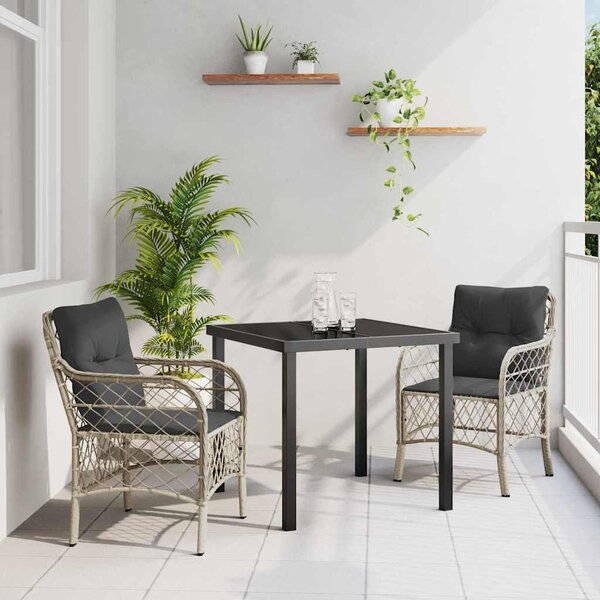 Maison Exclusive – Záhradná jedálenská súprava, 3 kusy, svetlosivý polyratan