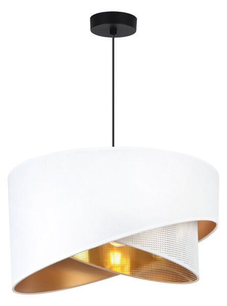 Závesné svietidlo Asti Duo, 1x PVC/biele textilné tienidlo, (fi 45cm), g, b
