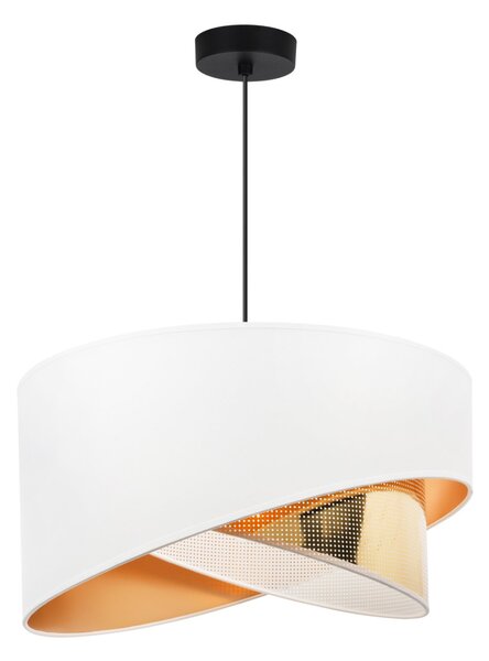 Závesné svietidlo Asti Duo2, 1x PVC/biele textilné tienidlo, (fi 45cm), g, b