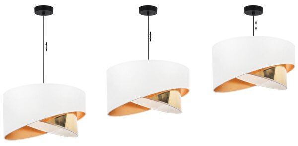 Závesné svietidlo Asti Duo2, 1x PVC/biele textilné tienidlo, (fi 45cm), g, b