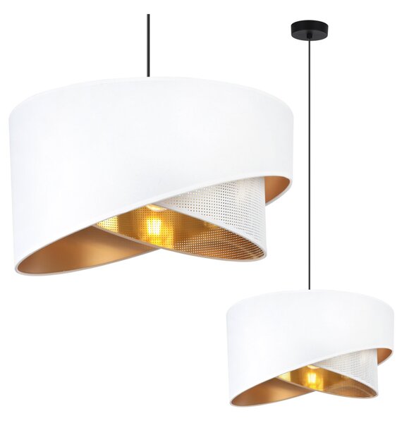 Závesné svietidlo Asti Duo, 1x PVC/biele textilné tienidlo, (fi 45cm), g, b
