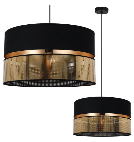 Závesné svietidlo Asti2, 1x PVC/čierne textilné tienidlo, (fi 40cm), g, b