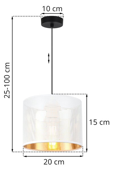 Závesné svietidlo Asti0, 1x biele PVC tienidlo, (fi 20cm), g, b