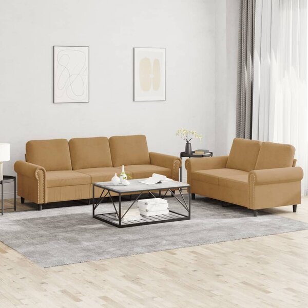 Maison Exclusive – 2-dielna sedacia súprava s vankúšmi, hnedý zamat