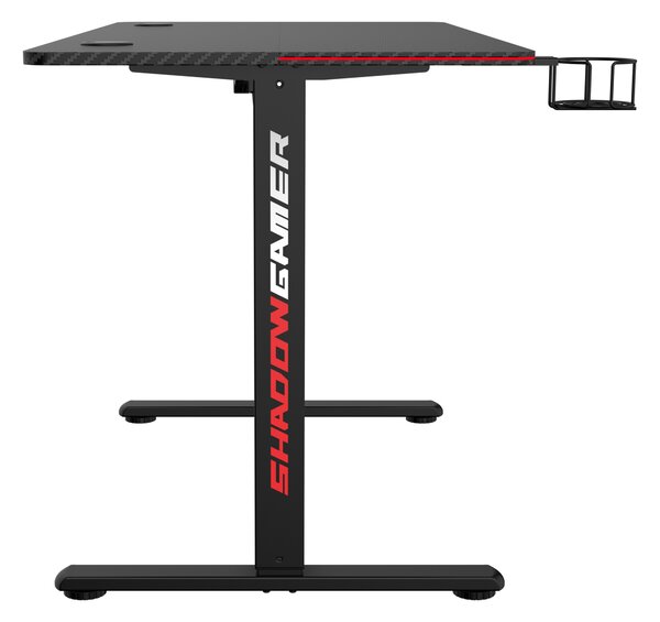 TZB Výškovo nastaviteľný elektrický herný stôl SHADOW GAMER 2.0 LED RGB 120 cm čierny