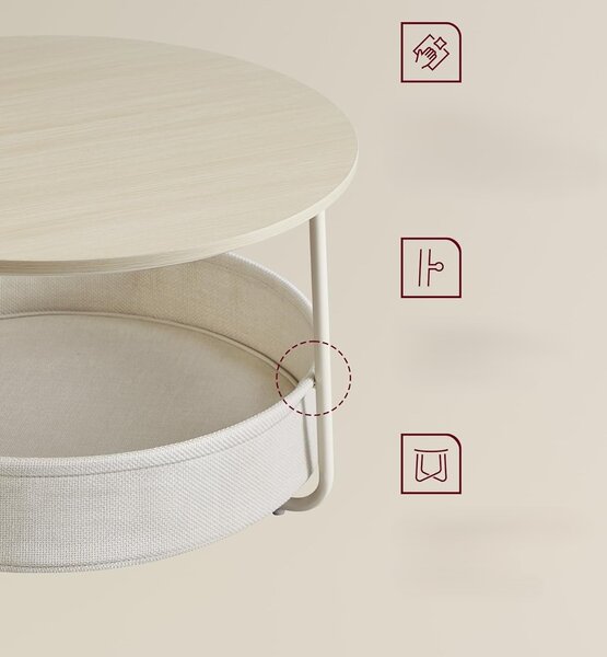 SONGMICS Kulatý konferenční stolek Vasagle Moris 75 cm krémový/béžový