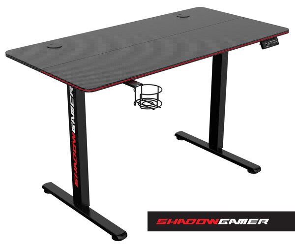 TZB Výškovo nastaviteľný elektrický herný stôl SHADOW GAMER 2.0 LED RGB 120 cm čierny