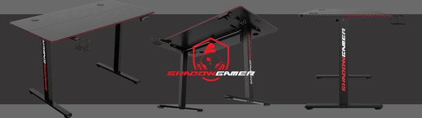 TZB Výškovo nastaviteľný elektrický herný stôl SHADOW GAMER 2.0 LED RGB 120 cm čierny