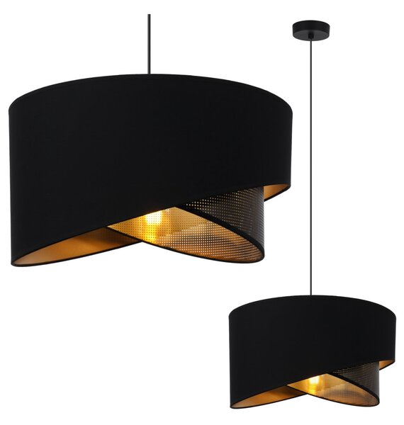 Závesné svietidlo Asti Duo, 1x PVC/čierne textilné tienidlo, (fi 45cm), g, b