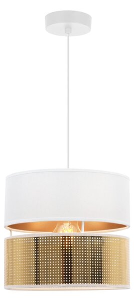 Závesné svietidlo Asti2, 1x PVC/biele textilné tienidlo, (fi 20cm), g, w