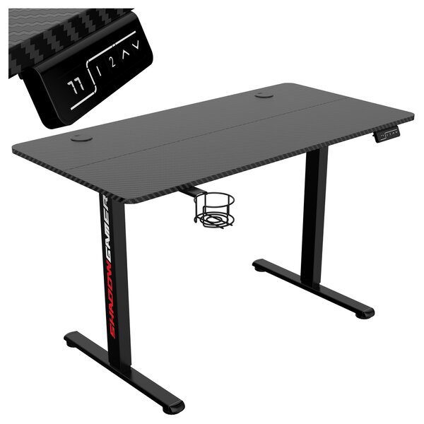 TZB Výškovo nastaviteľný elektrický herný stôl SHADOW GAMER 1.0 120 cm čierny