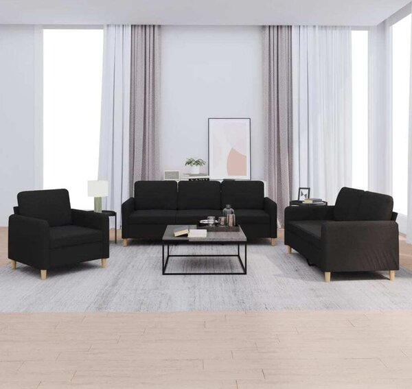 Maison Exclusive – 3-dielna sedacia súprava s vankúmi, ierna látka