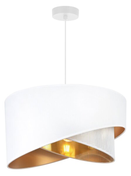 Závesné svietidlo Asti Duo, 1x PVC/biele textilné tienidlo, (fi 45cm), g, w