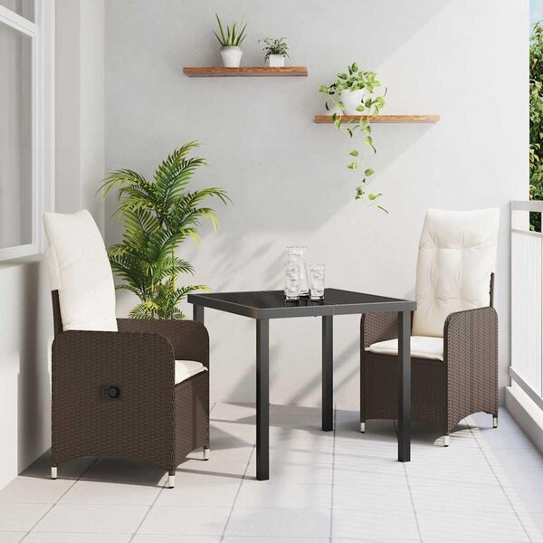 Maison Exclusive - Záhradný jedálenský set 3 ks hnedý polyratan
