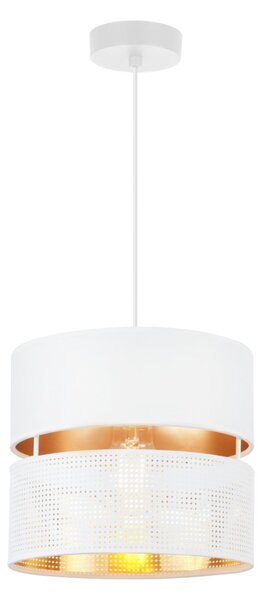 Závesné svietidlo Asti, 1x PVC/biele textilné tienidlo, (fi 20cm), g, w