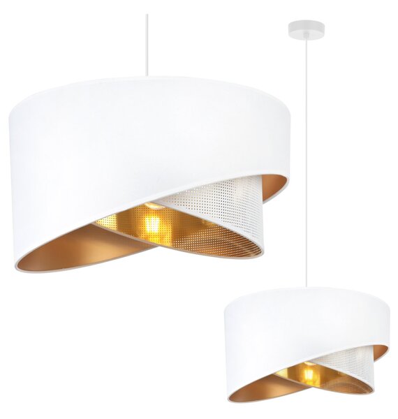 Závesné svietidlo Asti Duo, 1x PVC/biele textilné tienidlo, (fi 45cm), g, w