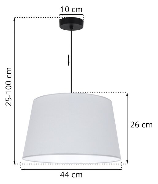 Závesné svietidlo Gaja, 1x svetlosivé textilné tienidlo, (fi 44cm), b