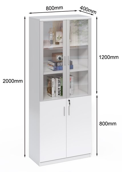 Vysoká kancelárska skriňa Houseland Prime Neo 04 80 cm biela