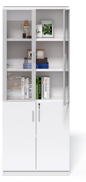 Vysoká kancelárska skriňa Houseland Prime Neo 04 80 cm biela