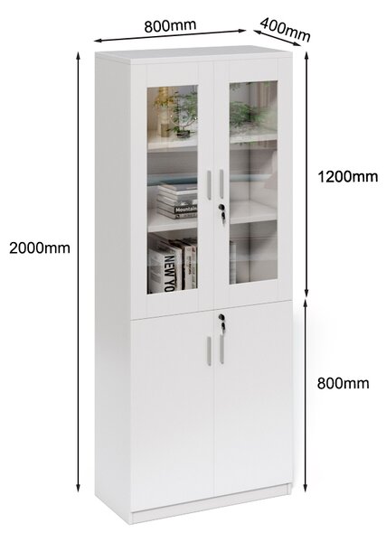 Vysoká kancelárska skriňa Houseland Prime Neo 02 80 cm biela