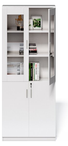 Vysoká kancelárska skriňa Houseland Prime Neo 02 80 cm biela