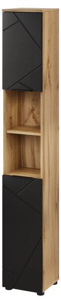 Szynaka Vysoká koupelnová skříňka Mazi 70 30 cm dub Wotan/černá