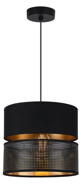 Závesné svietidlo Asti, 1x PVC/čierne textilné tienidlo, (fi 20cm), g, b