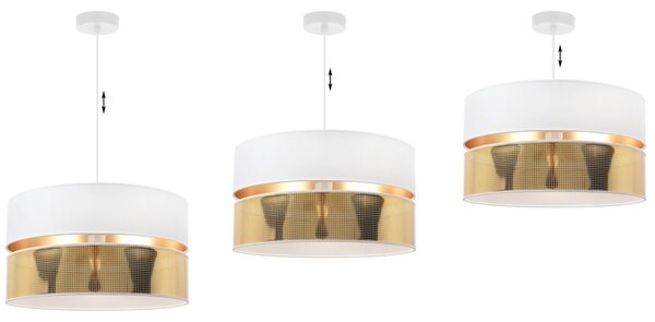 Závesné svietidlo Asti2, 1x PVC/biele textilné tienidlo, (fi 40cm), g, w