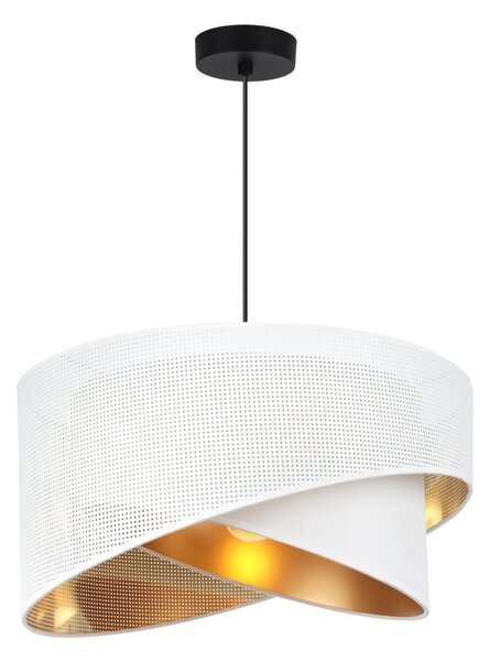Závesné svietidlo Asti Duo1, 1x PVC/biele textilné tienidlo, (fi 45cm), g, b
