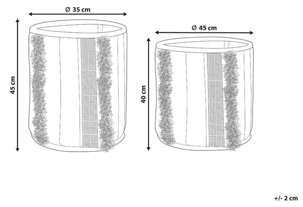 Súprava 2 úložných košov béžová sivá bavlna výška 40/45 cm koše na bielizeň doplnky dekorácie boho dizajn