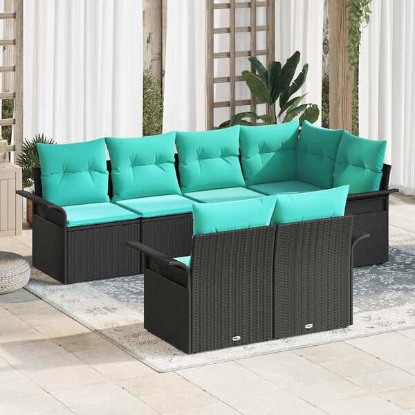 Maison Exclusive - Záhradný set pohoviek s vankúmi 7 ks ierny Poly Rattan