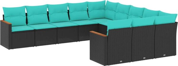 Maison Exclusive – 11-dielna záhradná súprava s vankúmi, ierny polyratan