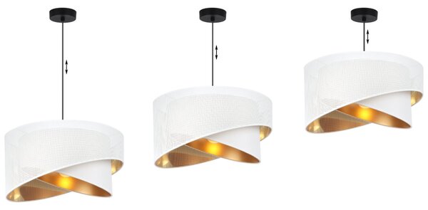 Závesné svietidlo Asti Duo1, 1x PVC/biele textilné tienidlo, (fi 45cm), g, b