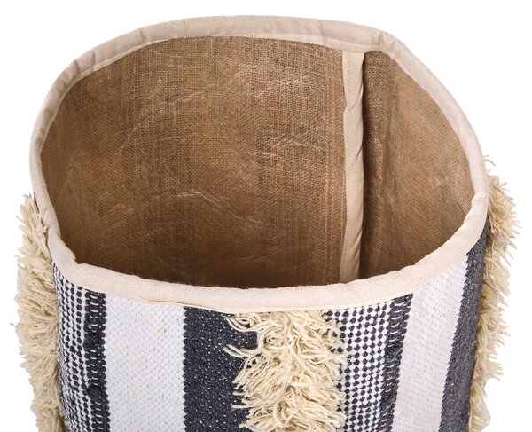 Súprava 2 úložných košov béžová sivá bavlna výška 40/45 cm koše na bielizeň doplnky dekorácie boho dizajn