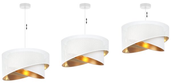 Závesné svietidlo Asti Duo1, 1x PVC/biele textilné tienidlo, (fi 45cm), g, w