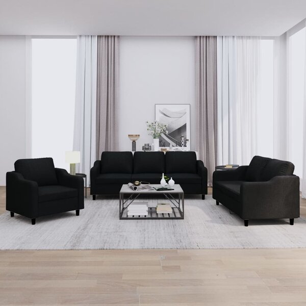 Maison Exclusive – 3-dielna sedacia súprava s vankúšmi, čierna látka
