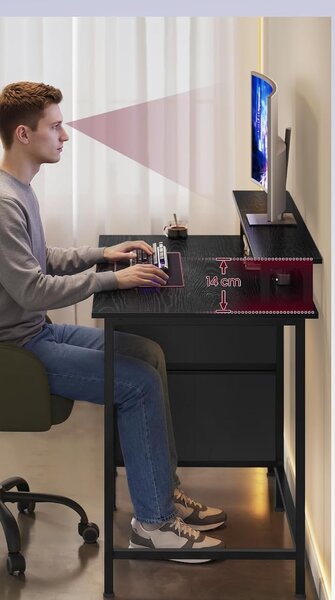 SONGMICS Psací stůl s nabíjecí stanicí Vasagle Unos 140 cm černý