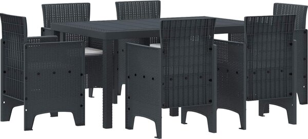 Maison Exclusive – Záhradná jedálenská súprava, 7 kusov, antracitová farba, polovičný ratan