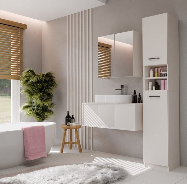 TP Living Závesná kúpeľňová skrinka so zrkadlom POLA 2DL kašmírová