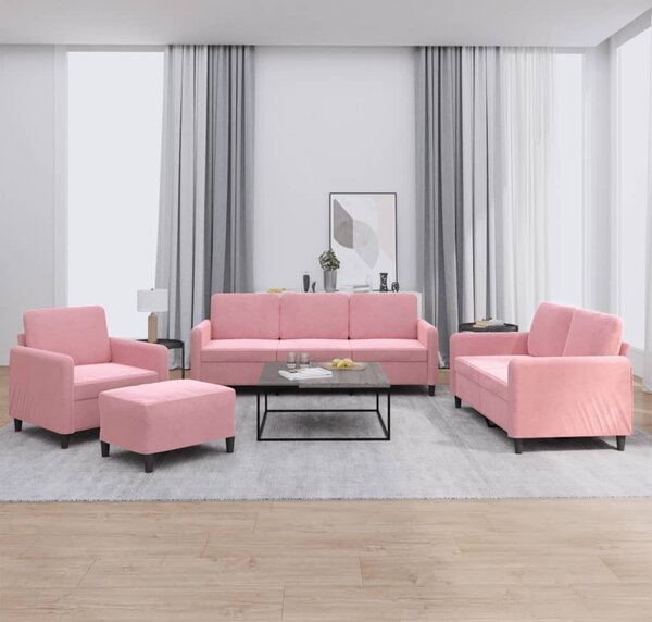 Maison Exclusive – 4-dielna sedacia súprava z ruového zamatu