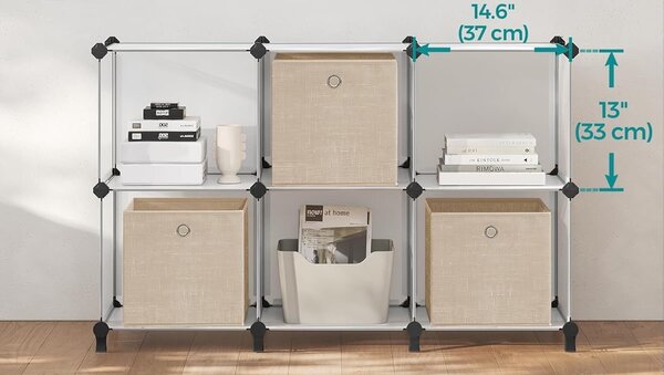 SONGMICS Sada 6 ks skládacích úložných boxů Teria béžová