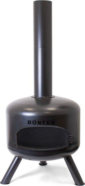 BonFeu BonGiro Black - Terasové kachle - Ohnisko s ochranou proti iskrám na relaxačné večery - Vonkajší stĺp na oheň - Terasové ohnisko s grilovacím roštom - Záhradné kachle z vysokokvalitnej ocele Corten - D 55 x Š 55 x V 125 cm