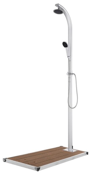 Maison Exclusive – Záhradná sprcha s hnedou podlahovou doskou, 220 cm, hliník