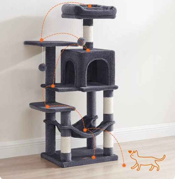 SONGMICS Škrabadlo pro kočky Piti 112 cm šedé